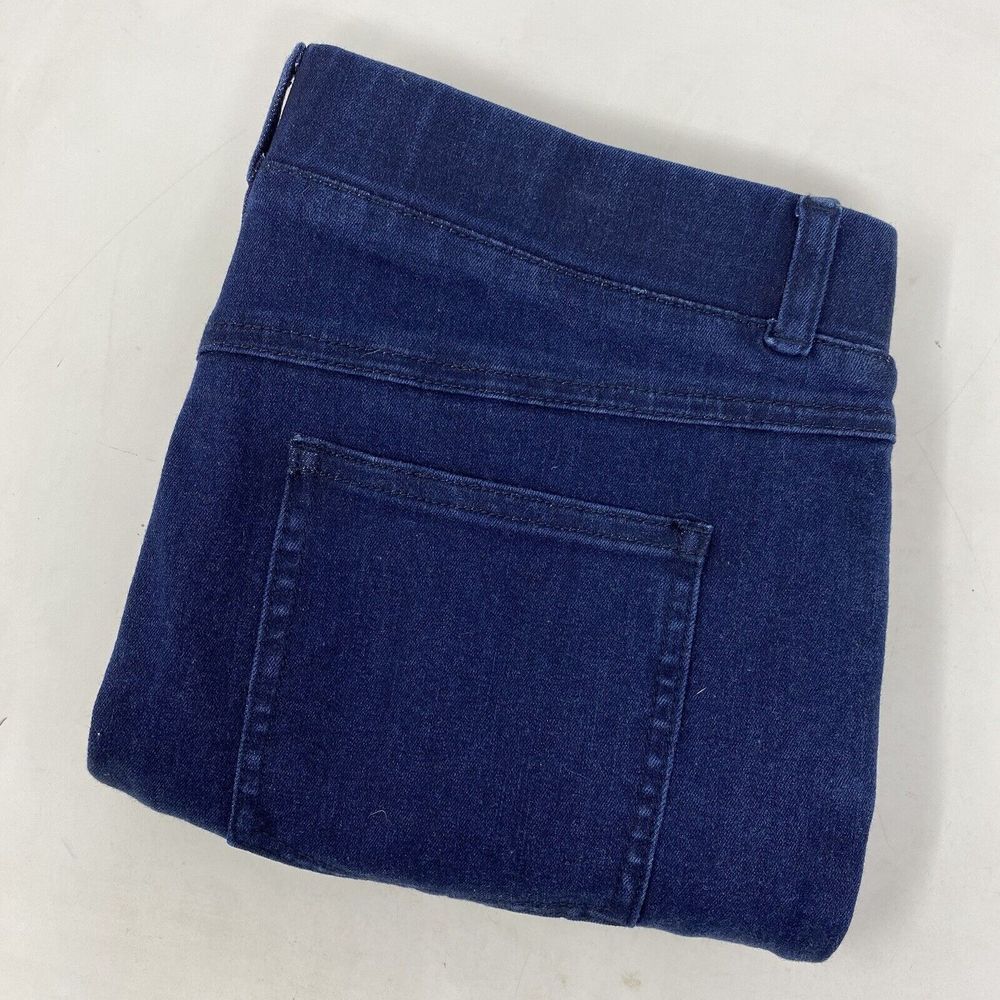 Betabrand Women's Large Petite Pull On Stretch Raw Hem Dark Wash‎ Denim Jeans